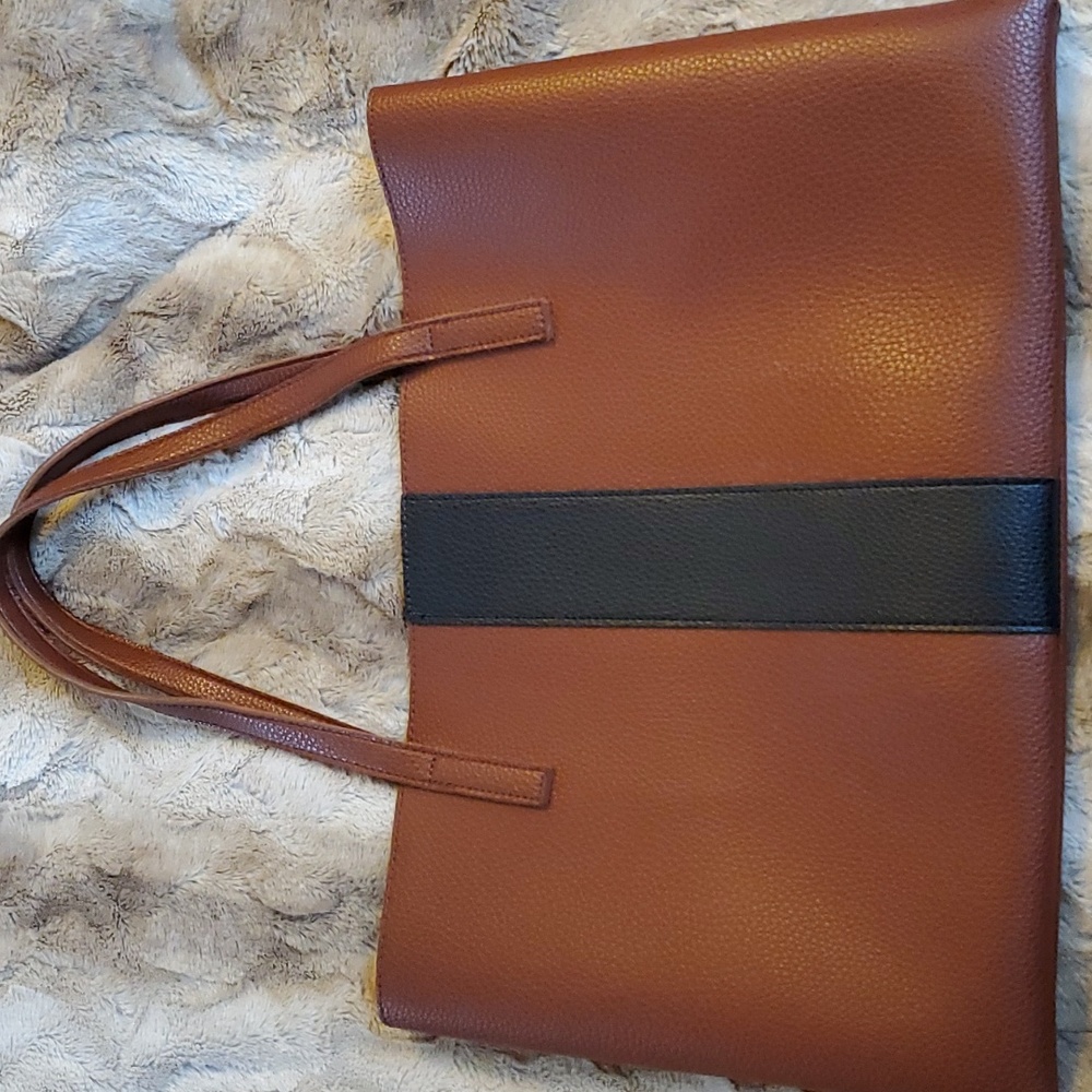 Vince Camuto Tote Bag 17.5”x 11.5” brown/ black minimalist